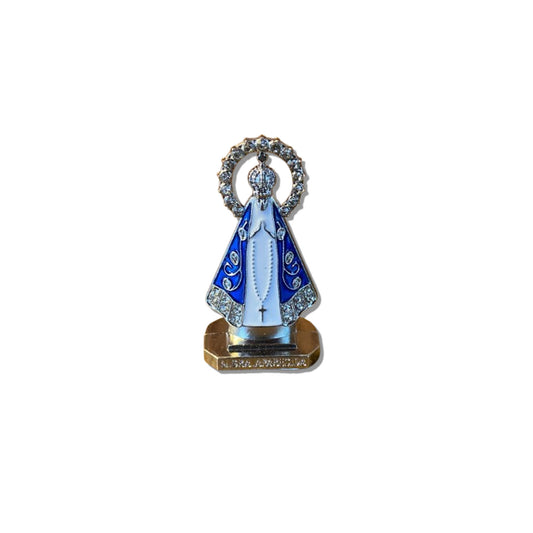 IMAGEM NOSSA SENHORA APARECIDA PARA CARRO PRATA COM AURÉOLA (12 UNIDADES)