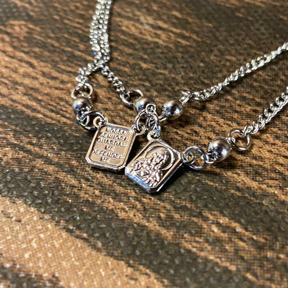 PULSEIRA ESCAPULÁRIO INOX SAGRADO CORAÇÃO DE JESUS E NOSSA SENHORA APARECIDA  (3 UNIDADES)