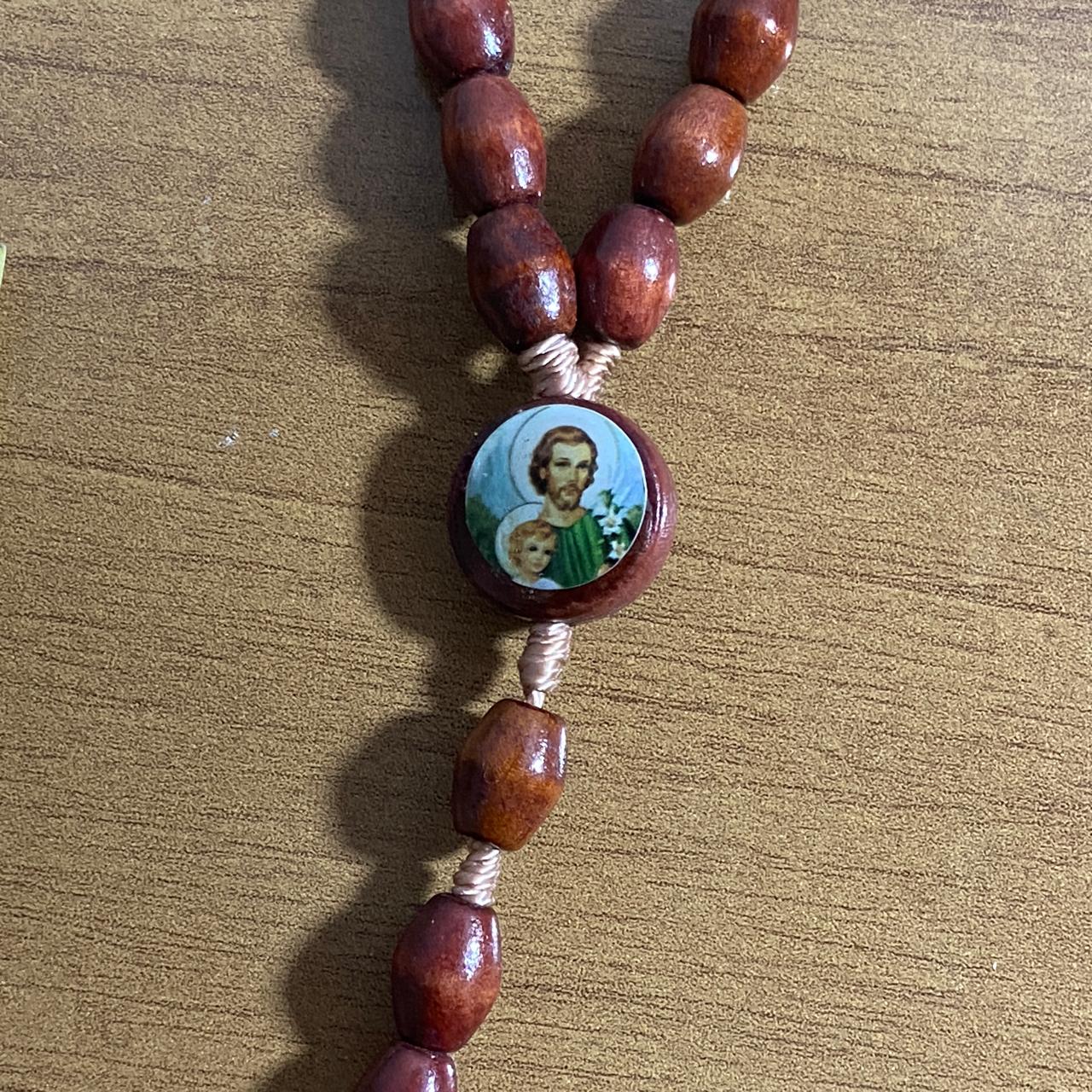 TERÇO DE MADEIRA SÃO JOSÉ MOD2 8MM (3 UNIDADES)