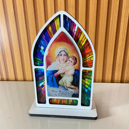 CAPELA MDF VITRAL MÃE RAINHA 18CM (1 UNIDADE)
