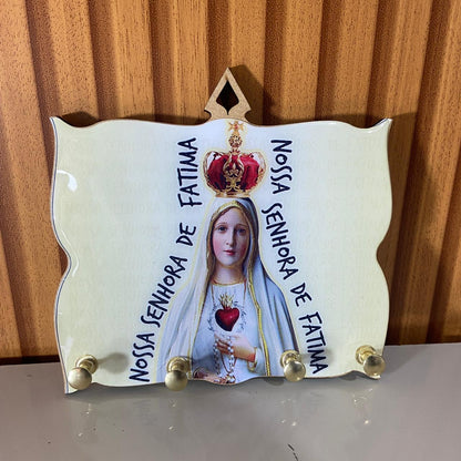 PORTA CHAVE RESINADO NOSSA SENHORA DE FÁTIMA MOD2 14CM (1 UNIDADE)