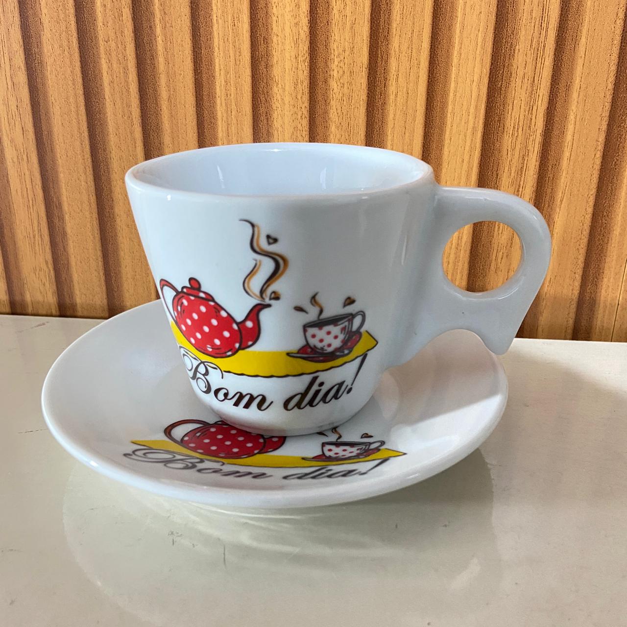 XÍCARA COM PIRES BOM DIA  200ML (1 UNIDADE)