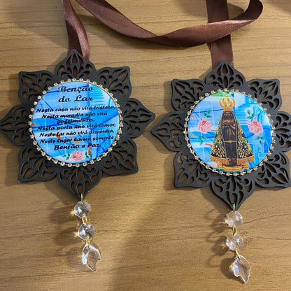 ESCAPULÁRIO DE PORTA ESTRELA TABACO NOSSA SENHORA APARECIDA (1 UNIDADE)