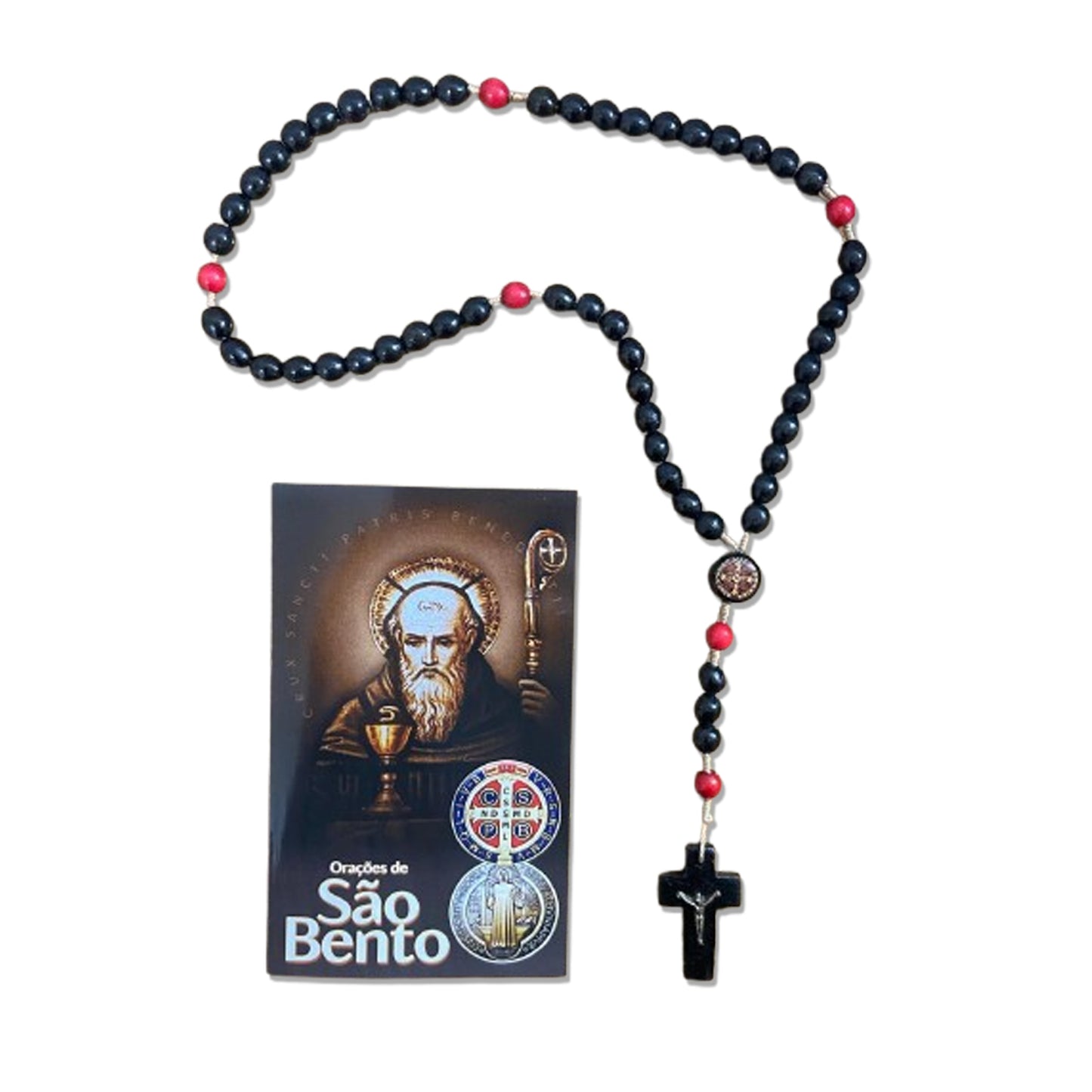 TERÇO DE MADEIRA SÃO BENTO PRETO MOD3 08MM (3 UNIDADES)