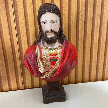 BUSTO DE GESSO SAGRADO CORAÇÃO DE JESUS 24CM (1 UNIDADE)