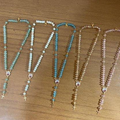 TERÇO PULSEIRA CRISTAL SÃO MIGUEL ARCANJO CORES SORTIDAS (3 UNIDADES)