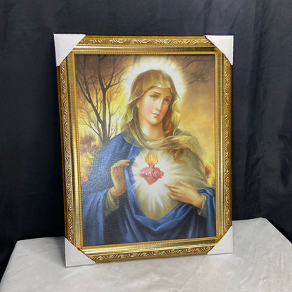 QUADRO COM MOLDURA RESINADO IMACULADO CORAÇÃO DE MARIA 45CMX35CM (1 UNIDADE)