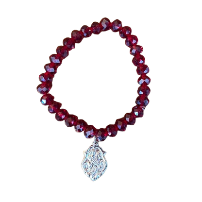 PULSEIRA CRISTAL VERMELHA COM MEDALHA PRATEADA SÃO JORGE (01 UNIDADE)