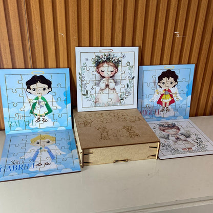 KIT QUEBRA CABEÇA INFANTIL MDF ANJOS  (5 UNIDADE)