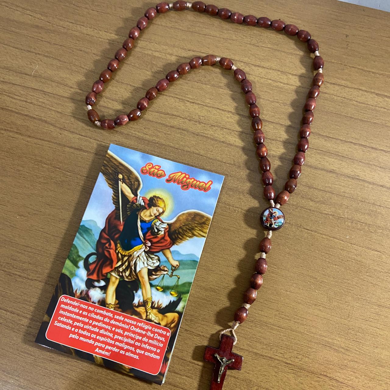 TERÇO DE MADEIRA SÃO MIGUEL ARCANJO MOD3 8MM (3 UNIDADES)