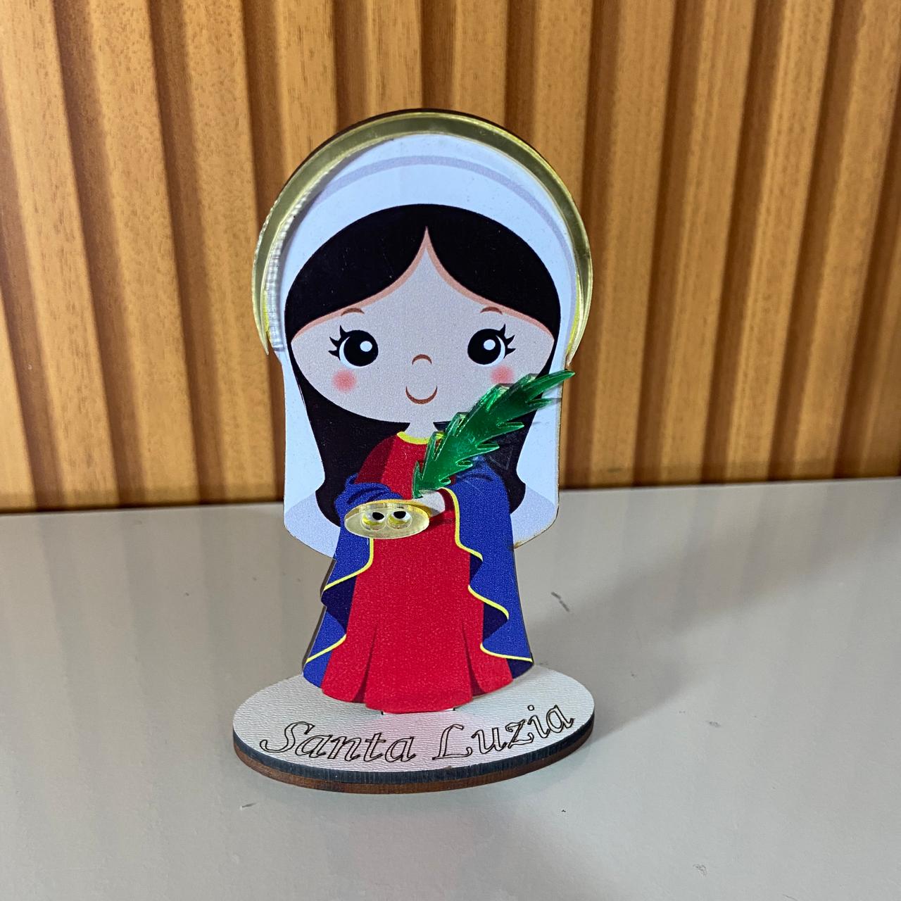 IMAGEM MDF INFANTIL SANTA LUZIA COM ACRÍLICO 12CM (1 UNIDADE)