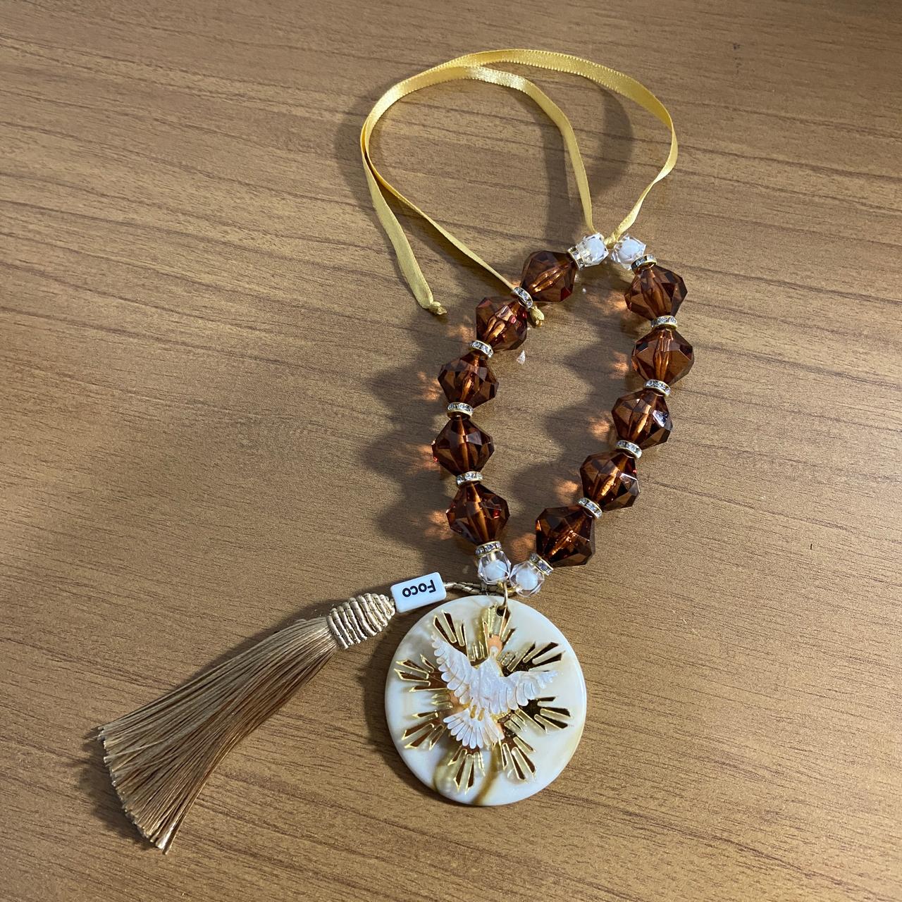 DEZENA CRISTAL DIVINO ESPÍRITO SANTO RESINADO 15MM MOD 2  (1 UNIDADE)