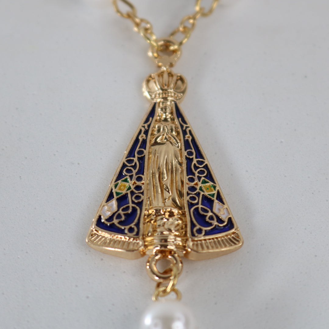 DEZENA PARA CARRO NOSSA SENHORA APARECIDA PEROLA 08MM (6 UNIDADES)