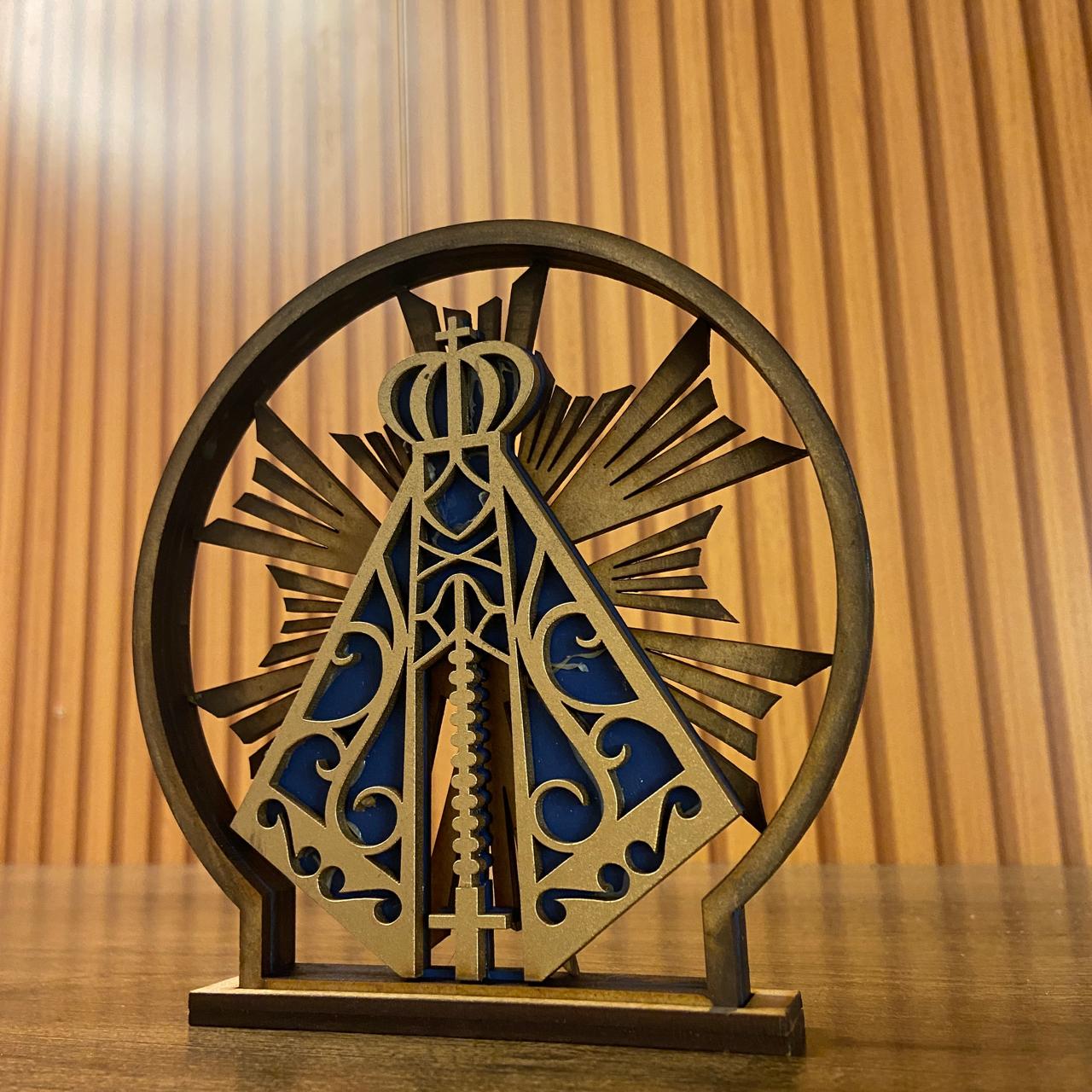 ADORNO DE MESA MDF MANDALA NOSSA SENHORA APARECIDA 14,5CM (1 UNIDADE)