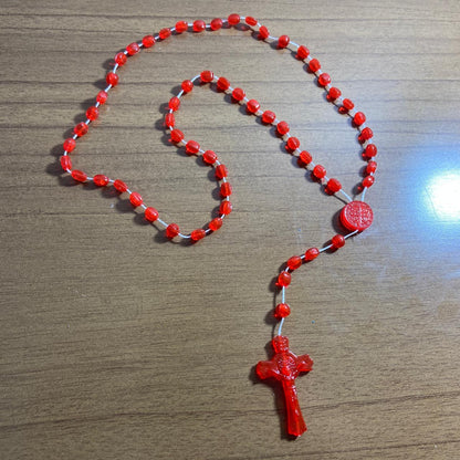 TERÇO ACRÍLICO G VERMELHO BRILHOSO 6MM (12 UNIDADES)