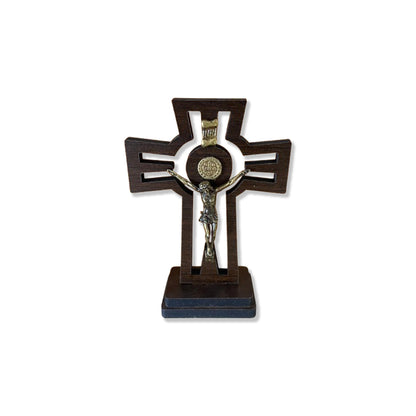 CRUCIFIXO MDF DE MESA TABACO  12CM (1 UNIDADE)