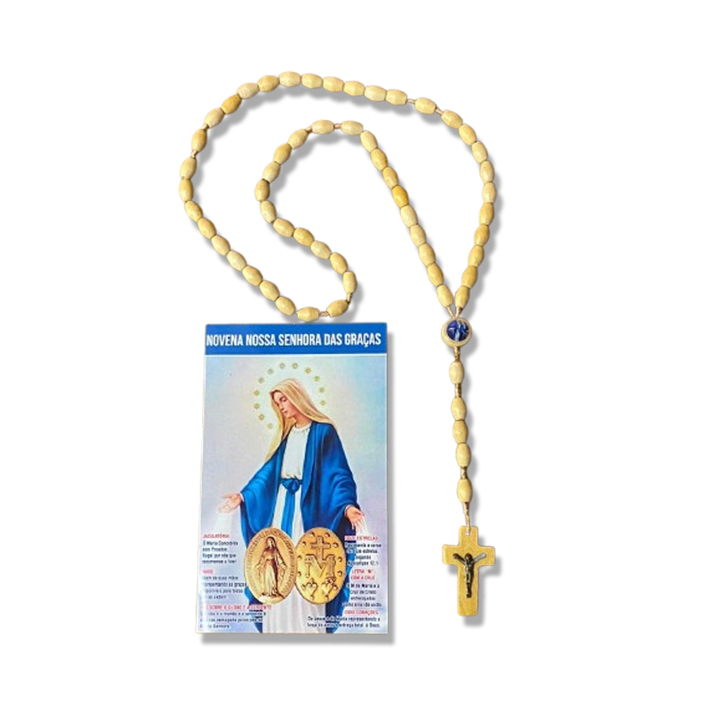 TERÇO DE MADEIRA NOSSA SENHORA DAS GRAÇAS MOD3 08MM (3 UNIDADES)
