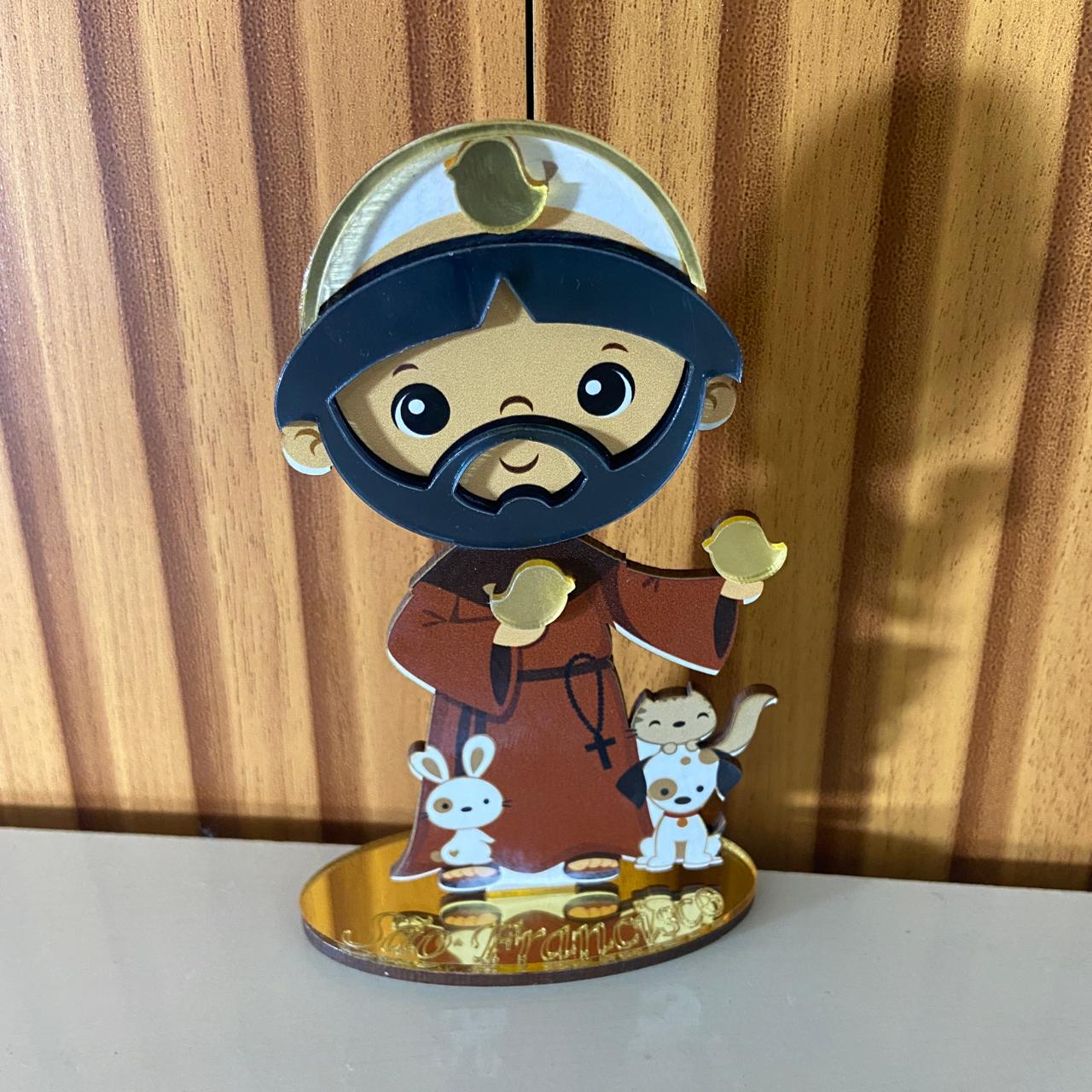 IMAGEM MDF INFANTIL SÃO FRANCISCO DE ASSIS COM ACRÍLICO 12CM (1 UNIDADE)