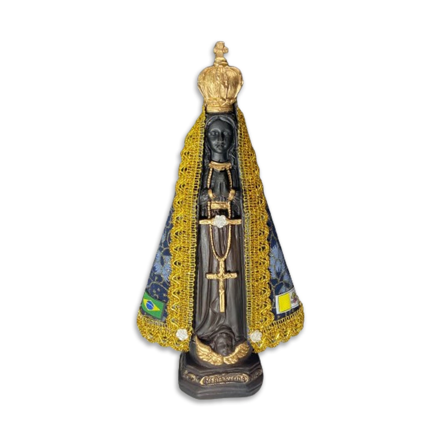 IMAGEM DE GESSO NOSSA SENHORA APARECIDA COM MANTO 33CM (1 UNIDADE)