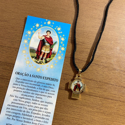 CORDÃO COM CRUZ RESINADA SANTO EXPEDITO (1 UNIDADES)