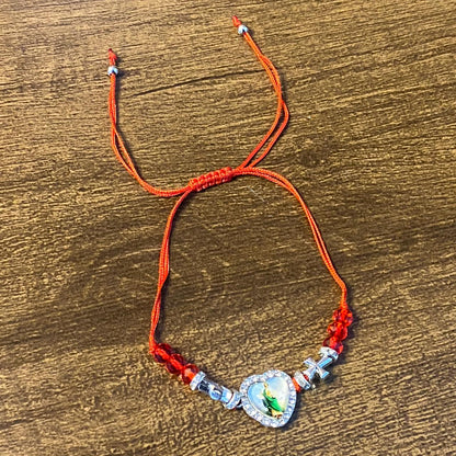 PULSEIRA REGULÁVEL CRISTAL VERMELHO COM MEDALHA RESINADA SÃO JUDAS TADEU  ( 01 UNIDADE)