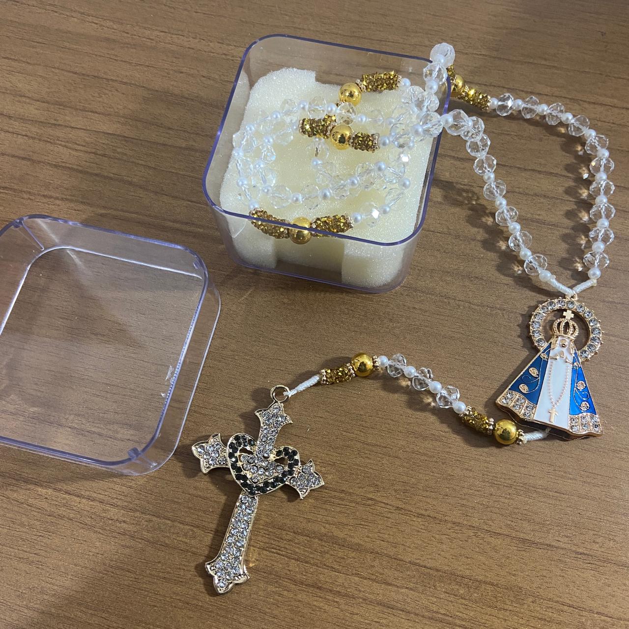 TERÇO DE NOIVA CRISTAL NOSSA SENHORA APARECIDA MOD1 10MM (1 UNIDADE)