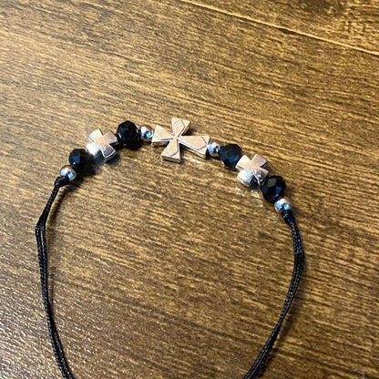 PULSEIRA REGULÁVEL CRISTAL PRETO COM CRUZ   ( 01 UNIDADE)