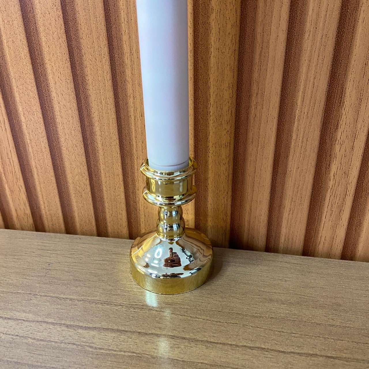 VELA ELETRÔNICA PALITO COM PEDESTAL SAGRADO CORAÇÃO DE JESUS E IMACULADO CORAÇÃO DE MARIA 25CM (1 UNIDADE)