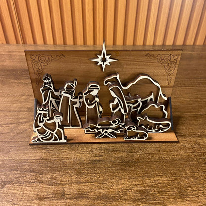 PRESÉPIO MDF  5 PEÇAS 9,5X17,0 CM (1 UNIDADE)