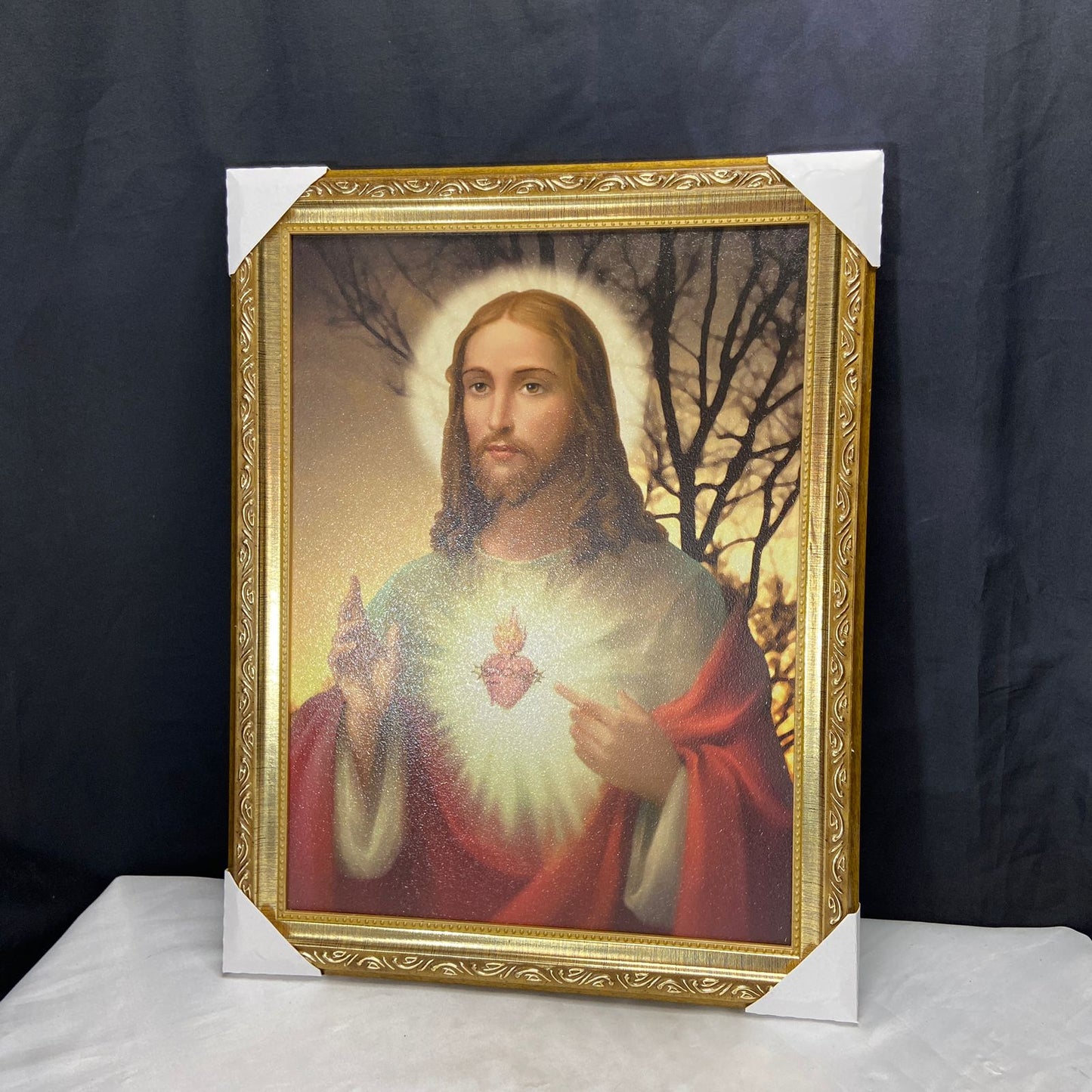 QUADRO COM MOLDURA RESINADO SAGRADO CORAÇÃO DE JESUS 45CMX35CM (1 UNIDADE)