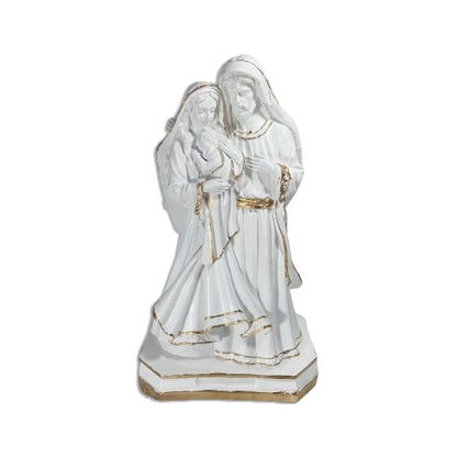 IMAGEM DE GESSO SAGRADA FAMÍLIA BRANCA E DOURADA 32,5CM (1 UNIDADE)