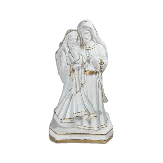 IMAGEM DE GESSO SAGRADA FAMÍLIA BRANCA E DOURADA 32,5CM (1 UNIDADE)