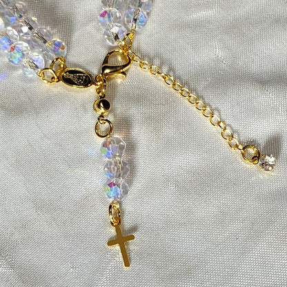 TERÇO PULSEIRA CRISTAL FURTA-COR (3 UNIDADES)