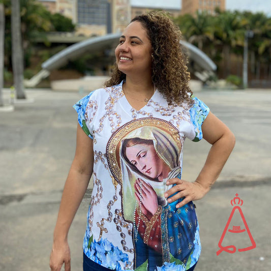 CAMISETA RELIGIOSA NOSSA SENHORA DO ROSÁRIO TAMANHO:GG (1 UNIDADE)