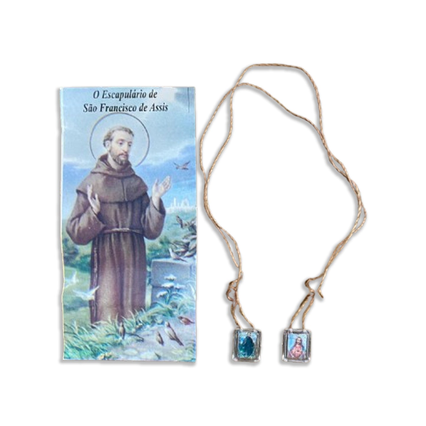 ESCAPULÁRIO CORDINHA SÃO FRANCISCO E SAGRADO CORAÇÃO DE JESUS (12 UNIDADES)