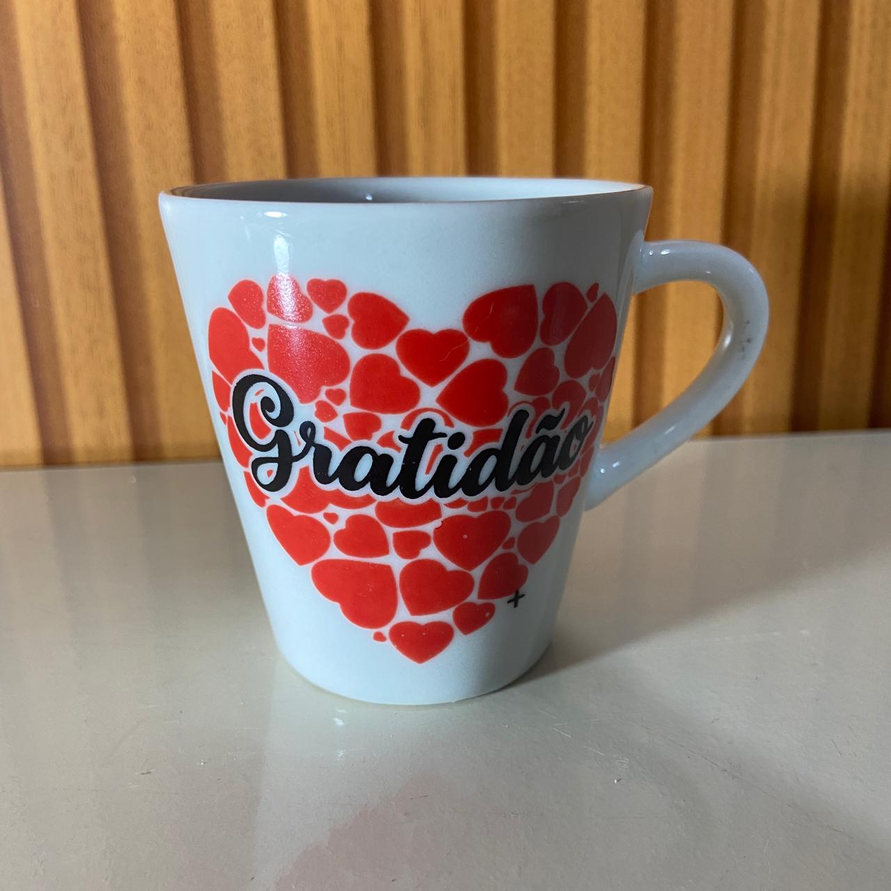 XÍCARA BRANCA GRATIDÃO MOD3 120ML (1 UNIDADE)