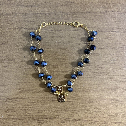 PULSEIRA ESCAPULARIO CRISTAL AZUL PETRÓLEO (3 UNIDADES)