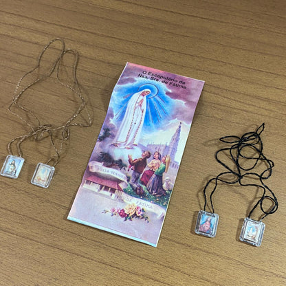 ESCAPULÁRIO CORDINHA SAGRADO CORAÇÃO DE JESUS E NOSSA SENHORA DE FÁTIMA (12 UNIDADES)