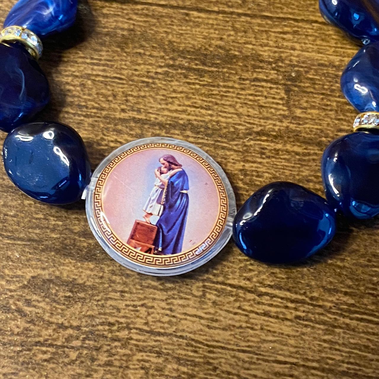 PULSEIRA PEDRARIAS COM MEDALHA RESINADA SÃO JOSÉ AFETUOSO (03 UNIDADES)