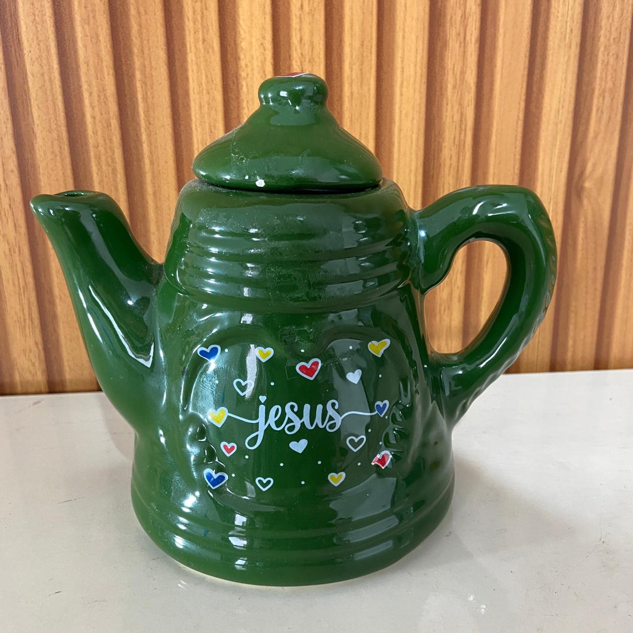 BULE DE PORCELANA VERDE JESUS 600ML (1 UNIDADE)