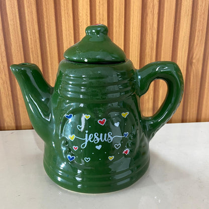 BULE DE PORCELANA VERDE JESUS 600ML (1 UNIDADE)
