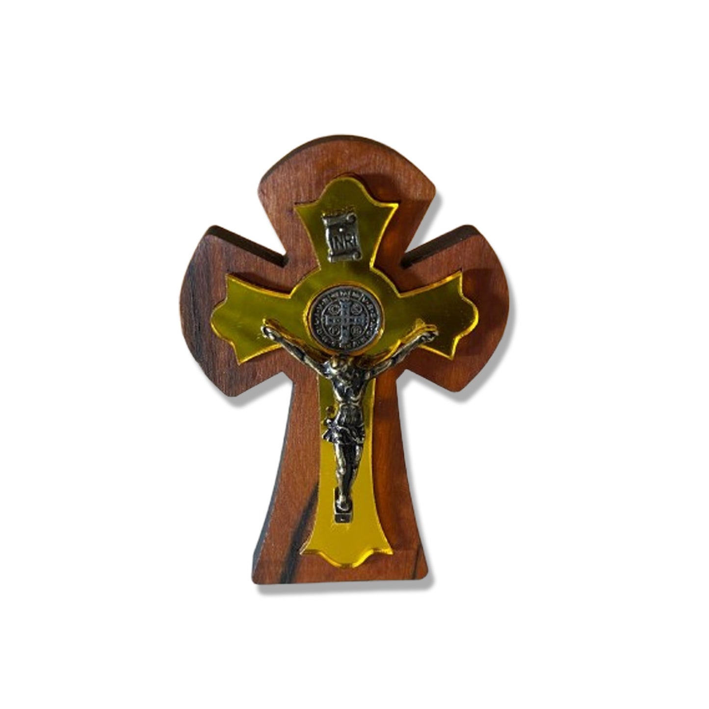 CRUCIFIXO MADEIRA DE MESA ESPELHADO 11,5CM (1 UNIDADE)
