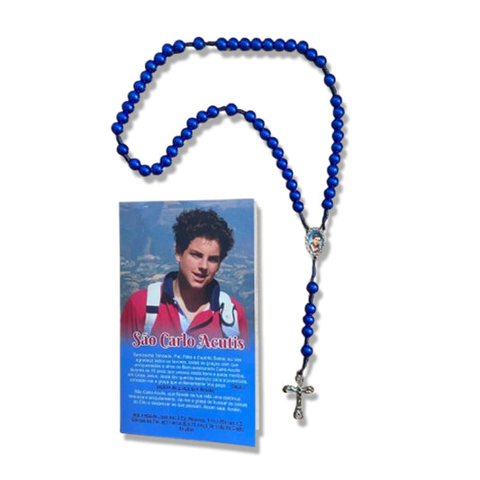 TERÇO PÉROLA AZUL SÃO CARLO ACUTIS 8MM (1 UNIDADE)