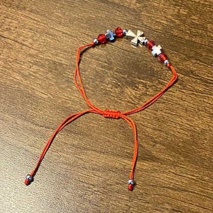 PULSEIRA REGULÁVEL CRISTAL VERMELHO COM CRUZ   ( 01 UNIDADE)