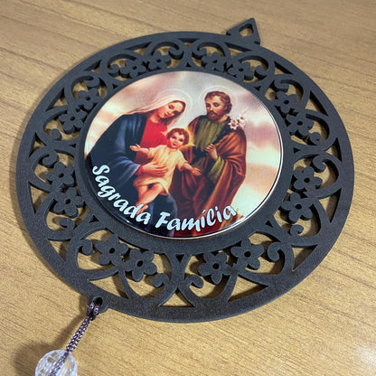 MANDALA MDF TABACO SAGRADA FAMÍLIA 26CM (1 UNIDADE)