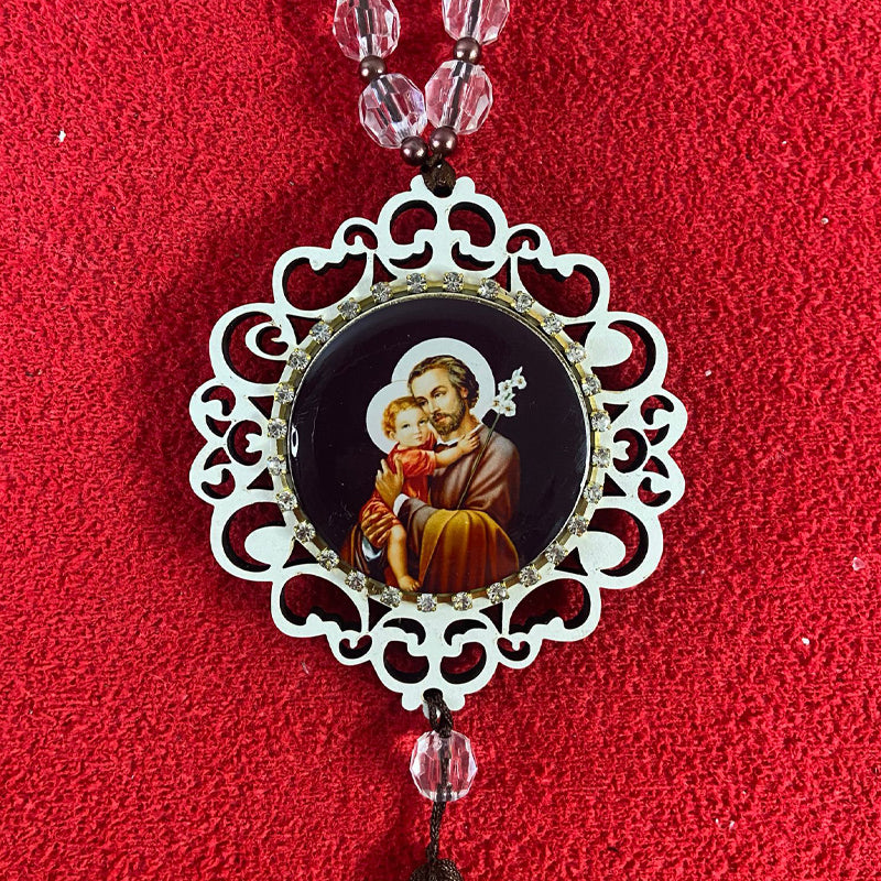 MEDALHÃO DE PORTA RESINADO COM STRASS SÃO JOSÉ (1 UNIDADE)