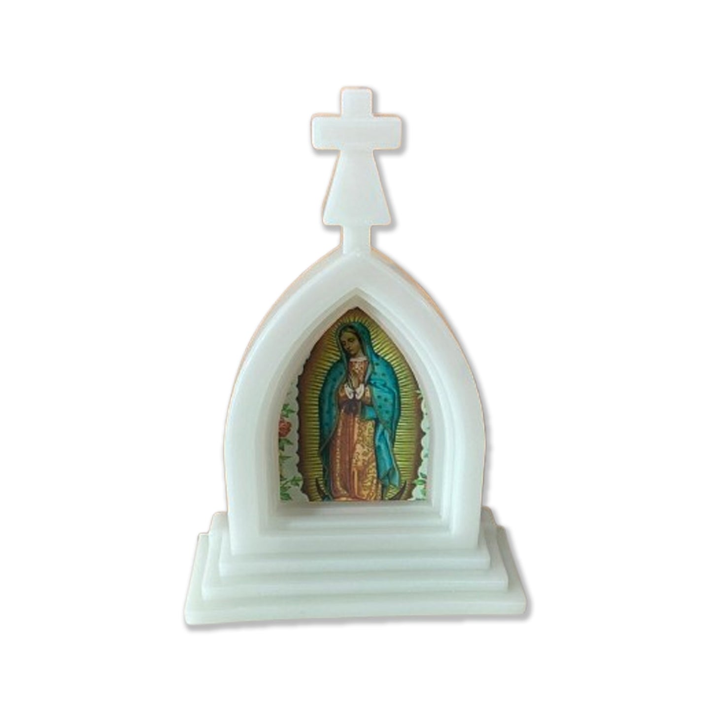CAPELA ACRÍLICA G NOSSA SENHORA DE GUADALUPE  FLUORESCENTE 18X12CM (1 UNIDADE)