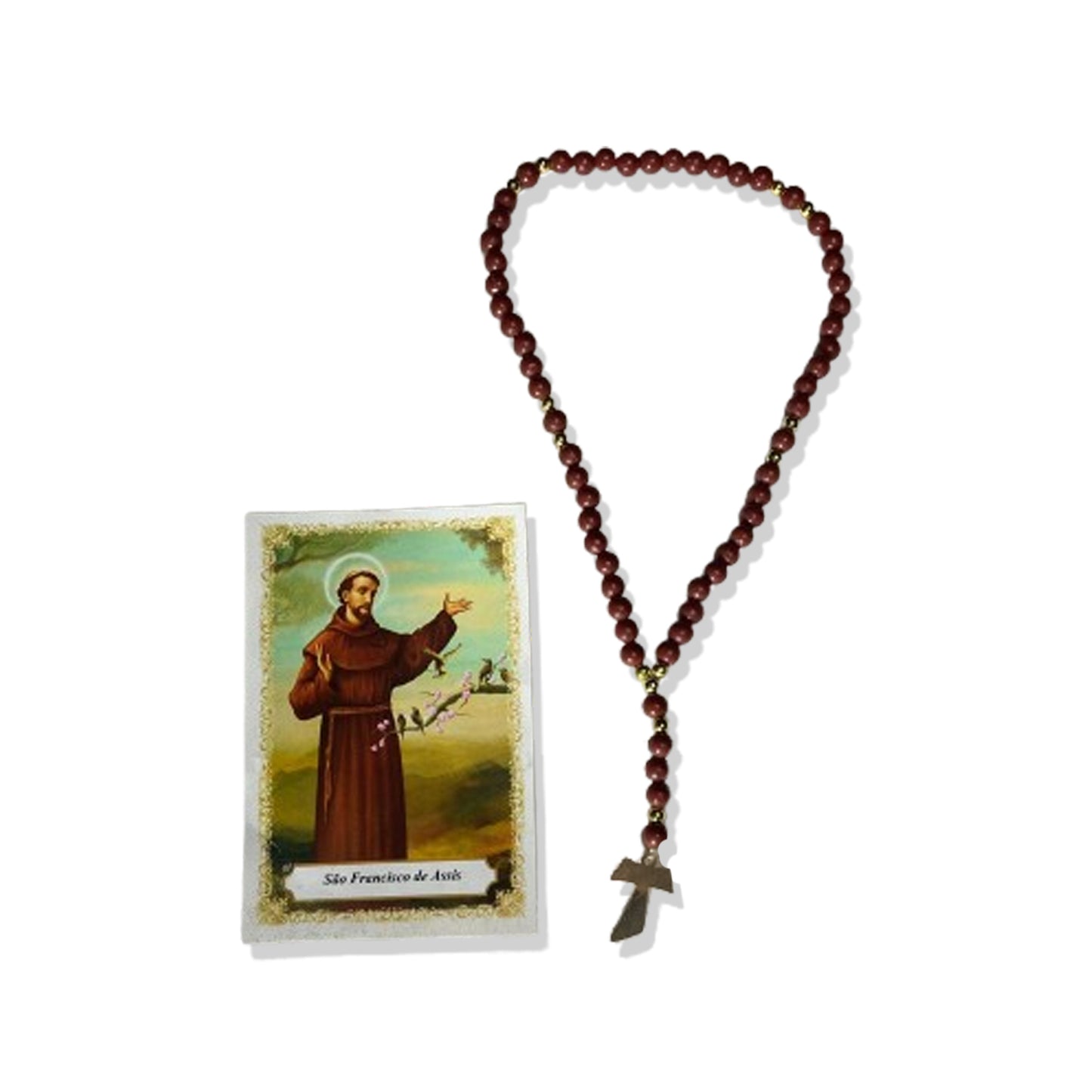 TERÇO SÃO FRANCISCO MARROM 6MM (1 UNIDADE)