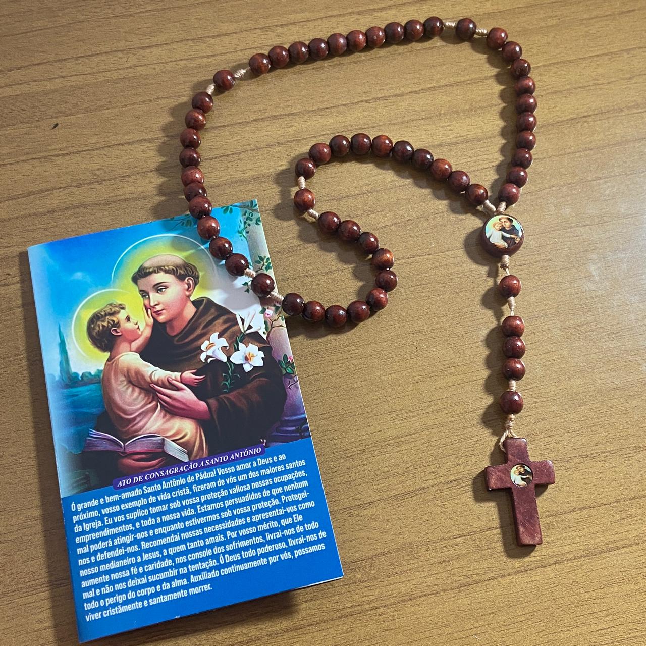 TERÇO DE MADEIRA SANTO ANTÔNIO 8MM (3 UNIDADES)