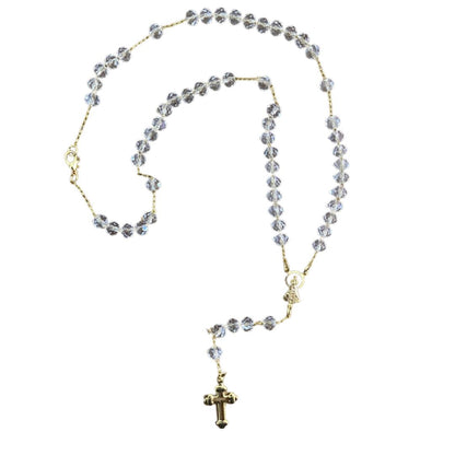 CORRENTE TERÇO CRISTAL NOSSA SENHORA APARECIDA TRANSPARENTE 04MM  (1 UNIDADE)